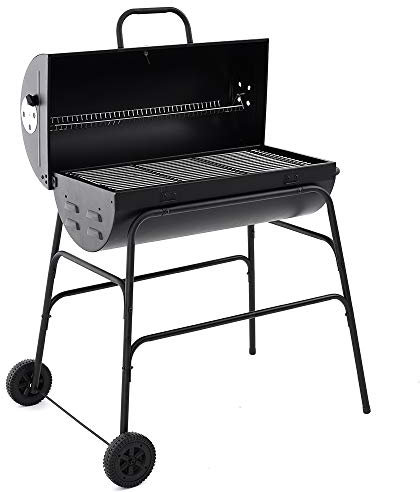 Panana Charcoal BBQ – Portable Barrel Barbecue with Warming Rack, Temperature Gauge, Wheels, Large Cooking Grill,Portable BBQ Use Anywhere In Your Garden (#2)