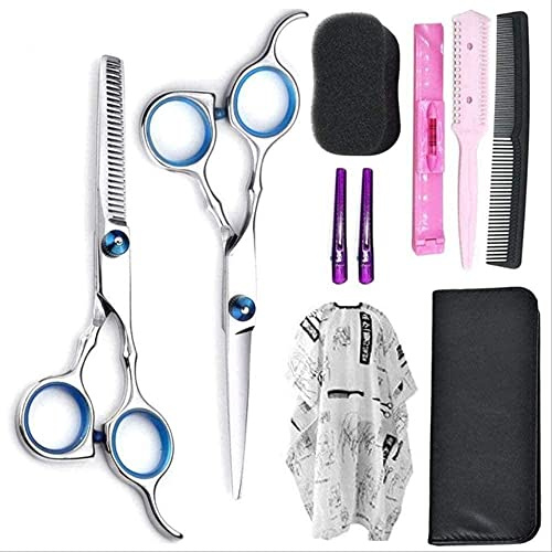 Friseurschere, professionelles Salon-Friseur-Friseurscheren-Set, Haarschneidemaschine, dünner schneidendes Haar-Styling-Werkzeug, ca. 17 cm, flache Schere – (10 Stück B)