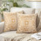 Dorunfeey 2er Set Orientalischer Kissenbezüge 40 x 40 Kissenbezug Boho Indisch Kissenhülle Ethno Vintage Leinen Orientalisch Kissen Herbst Gold Gelb Leinenoptik Sofakissen Dekorative für Sofa Decor