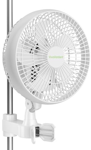 VivoVerdant 6'' Grow Ventilator mit Clip, EC Motor, IP-54 6-Zoll-Anklemmventilator für Grow Tent, Oszillierender Klemmventilator zur Befestigung an Grow Tent-Stangen, schwarz, Weiß