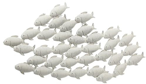 mucHome Wandobjekt Fischschwarm grau Eisen Wandbild Wanddeko Fische (Groß 97x53x2cm)