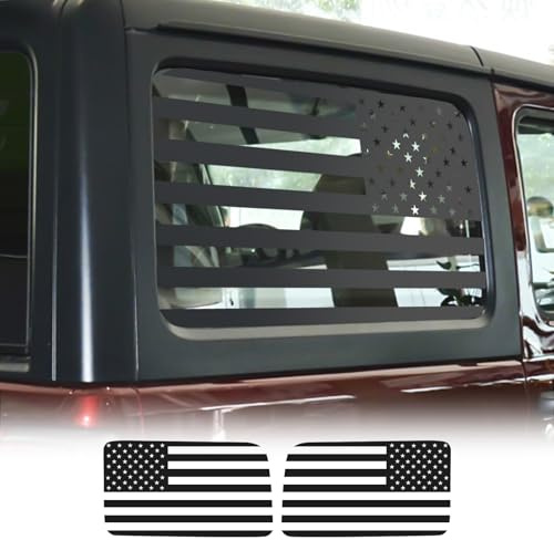FUTLU Adesivi per lunotto posteriore, bandiera americana, decalcomania con bandiera USA per Jeep Wrangler JL JLU 2018-2024, adesivo in vinile pretagliato per finestrino laterale posteriore, bandiera