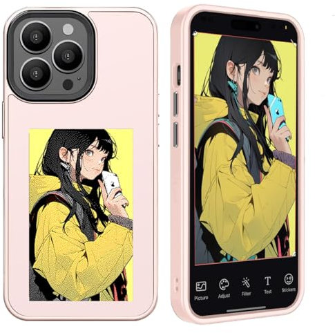 Youery Ink Screen Smartphone-Hülle, Kompatibel mit iPhone, von 3,5-Zoll-Bildern auf der Hülle, Custom Image Display AI Cell Phone Case, TPU Rubber DIY Phone Case (Rosa, iPhone14 Pro Max)