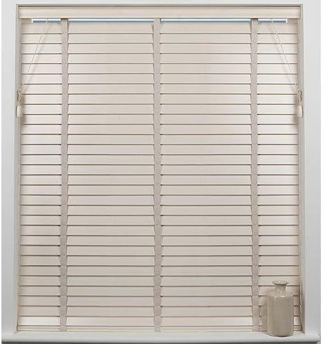 UNIVERSAL 50mm Wooden Venetian Blind - Cream - 75cm x 160cm