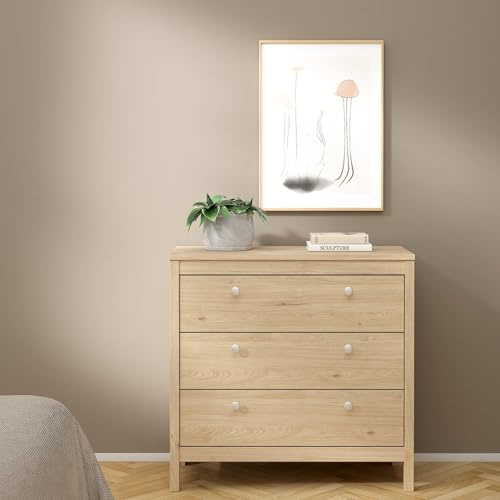 Dmora - Kommode Joceline, Mehrzweckkommode, Schlafzimmerkommode, Schrank mit Schubladen, 82x38 h80 cm, Eiche