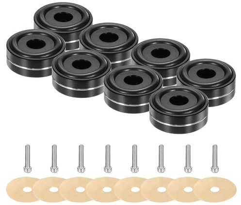 QUARKZMAN 8pz Pad di Isolamento Subwoofer, 40x15mm Pad Isolamento Altoparlanti Piedini Spike per Altoparlanti Giradischi Isolamento per Attrezzature Audio, M4 Viti Nere