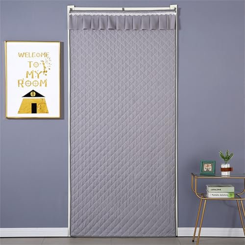 Surwin Rideau de Porte Isolant Thermique, Rideau de Porte Interieur d'hiver Thermiques Isolation Anti Froid et Chaleur Rideau de Porte Exterieur Occultant Anti Froid et Chaleur (90 * 200cm,Gris)
