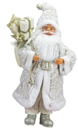 Harilla Stehende Weihnachtsmannfigur, stehend, Weihnachtsschmuck, Weihnachtsdekoration, Tischdekoration, Weihnachtsdeko für Schlafzimmer, Innenbereich, Weiß
