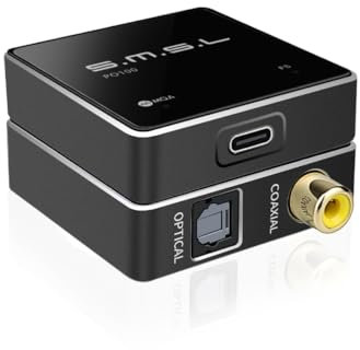 SMSL PO100 2024 convertisseur audio numerique analogique XU316, Décodage MQA USB vers Toslink Coaxial/Optique Audio Adaptateur, Petit adaptateur de câble USB à Coaxial pour Téléphone/PC/Lecteur (Noir)
