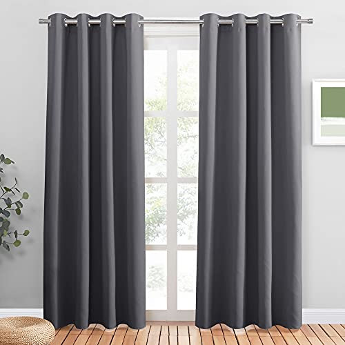 PONY DANCE Thermovorhang Haustür Verdunklungsvorhänge Ösen 2er Set H 225 x B 132 cm Schlafzimmer Gardinen und Vorhänge Grau Blickdicht Wärmevorhang Hitzeschutz Tür Gardine