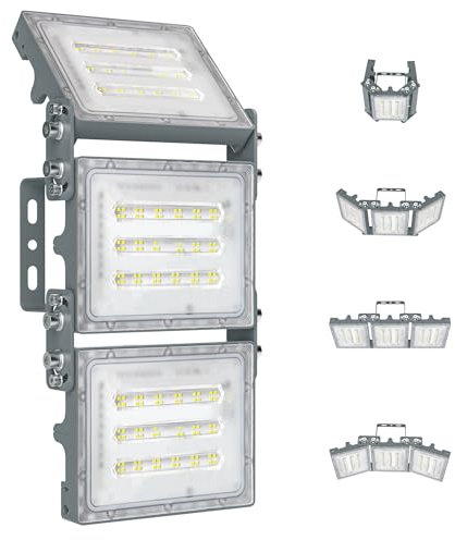 STASUN Mini-Série Projecteur LED 150W, 15000LM 6000K Blanc Jour, IP66 Étanche, 3 Têtes Réglables, Éclairage de Sécurité Extérieur pour Jardin, Allée, Garage, Terrasse, Grange
