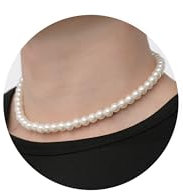 RWQIAN Perlenkette Damen 8mm Weiße Faux Perlen Kette Frauen Choker Perlenkette Halskette 16 Perlen Schmuck Geschenke für Teenager Mädchen