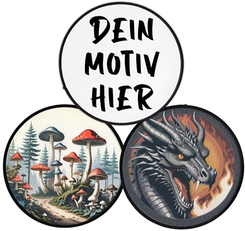 Individuell Kreis Aufnäher 7.6cm - 25cm | Personalisiert mit Wunschmotiv – Bild, Foto, Logo | Selbst gestalten Bedruckt Rund Patch für Kleidung, Jacke & Weste | Custom Iron On Patches (12.7cm)