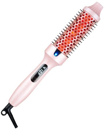 Thermobürste mit Infrarot-Technologie, Thermal Brush 2-in-1 Styler & Föhn, 30-Sekunden Schnellaufheizung, LCD-Temperaturanzeige,Ionische Lockenbürste für natürliche Locken und Glätte # Rosa