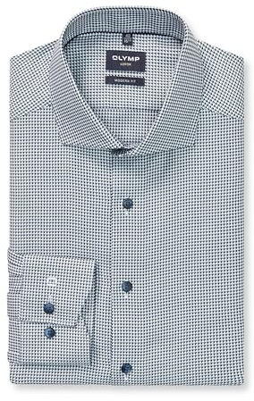 OLYMP Herren Oberhemd Langarm Luxor,Faux Uni,054 Modern Fit 21,16 Royal Kent