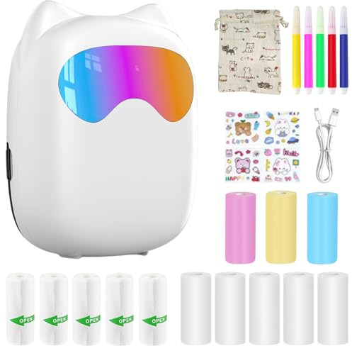 Tragbarer Mini-Thermodrucker, tragbarer Mini-Fotodrucker, tragbarer Fotodrucker, Bluetooth-Drucker und WiFi, für Notizen, Bilder, Fotos, Journal