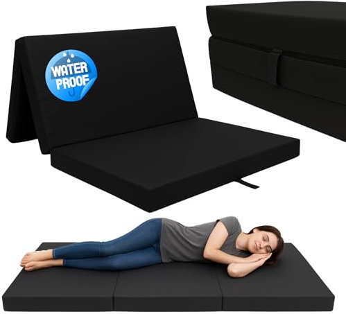 ODOL-PLUSZ Faltmatratze Klappmatratze Matratze faltbar klappbar Gästematratze Reisematratze (Schwarz [ WASSERDIHT ], 120x200x10 cm)