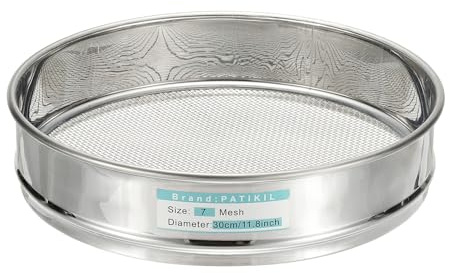 PATIKIL 7 Mesh(3mm) Lab Sieve, 11.8(30cm) Diameter,Wire Cloth | 304 Stainless Steel Fine Mesh Sieve for Industrial Laboratory Home Soil Sifter
