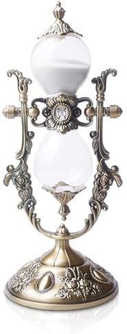 Sanduhr 15 Minuten mit Messing Gold Rahmen, Vintage Deko Sanduhren Timer mit Weißem Sand, Sanduhr-Gold, Hourglass Modernes Geschenk für Zuhause Küche Büro
