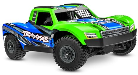 TRAXXAS Mini Slash 4x4 RTR, Remote Controlled Car for Beginners, Mini Scale Green with TQ BL-2s System, USB-C Charger and 2s LiPo Battery