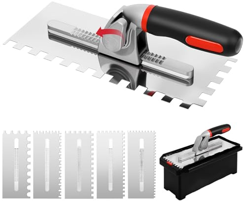Switchable Tile Trowel Set – 6 Interchangeable Notched Blades