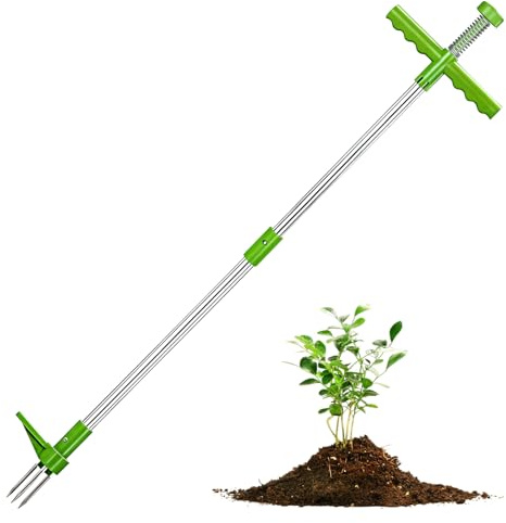 AONAT Unkrautentferner Länge 90cm, Gartenwerkzeug Effizientes Entfernen von Unkraut Gartengeräte, Unkrautstecher mit Stiel Kein Verbiegen zum Entfernen von Wurzeln