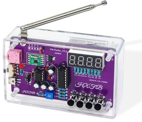 FM Radio Kit-Soldering Practice,DIY Electronic Project Kit FM 87-108MHz with 2 Power Supply Modes,AUX/USB/Power off Memory/Station Preset Support,Portable FM Radio for Soldering Learning and Teaching