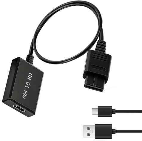 Convertidor N64 a HDMI para Nintendo 64/SNES/N64, Cable Adaptador para SNES a HDMI, Video HD 480p/720p con Audio Estéreo, Relación de Aspecto 16:9/4:3, para GameCube/SFC/NGC/Consola/Monitor/Proyector