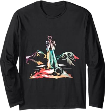 Tramonto Alpino Corno Alpino Atmosferico Alphorn Maglia a Manica