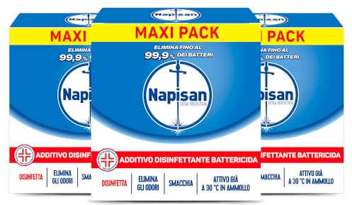 Napisan Additivo Lavatrice Igienizzante Extra Protection in Polvere 500gr, 3 Confezioni da 500gr di Additivo in Polvere Lavatrice