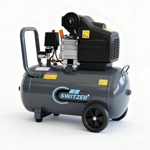 SwitZer Air Compressor 50L Litre Tank 2.5HP 8 BAR Pressure 230V 50HZ 6.7CFM with Wheel Handle Grey AC001 Direct Drive