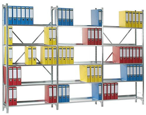 SMARTFACTS Archiv Regalsystem mit 14 Stahlböden für Aktenregal, Büroregal oder Ordnerregal, HxBxT 260 x 189 x 30 cm