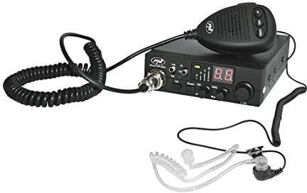 PNI HP8024HF11 Radio CB Escort HP 8024, ASQ, Power Supply 12V-24V + HF11 Headphones with 1 Pin Black
