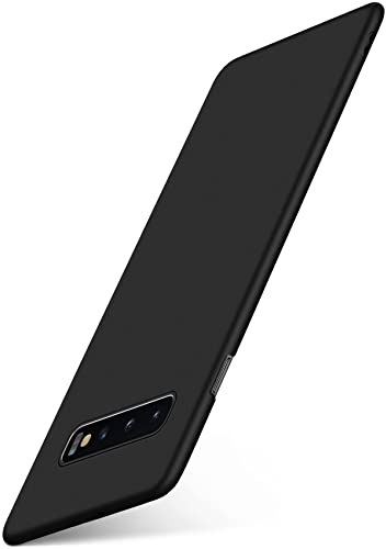 moex® Ultradünne Schutzhülle kompatibel mit Samsung Galaxy S10+ | Hartschale, Matt Schwarz Metallic