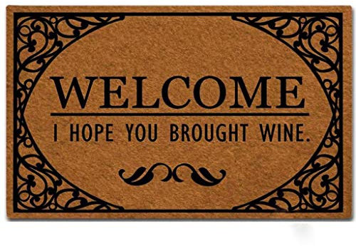 Eureya Fußmatte mit Aufschrift Welcome I Hope You Brought Wine, für den Innenbereich, 76,2 x 45,7 cm
