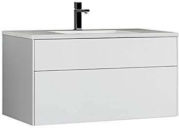 StoneArt Badmöbel Set mit Mineralguss Waschbecken und Unterschrank Waschtisch als Einzel- oder Doppelwaschbecken mit Unterschrank ohne Armaturen Venice VE-1000-II weiß 100cm