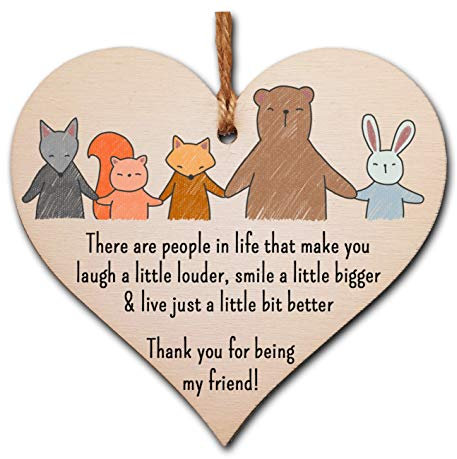 Handmade Wooden Hanging Heart Plaque Gift People Make Life Better Thank you for being my friend cute wall window hanger for best friends Miss You