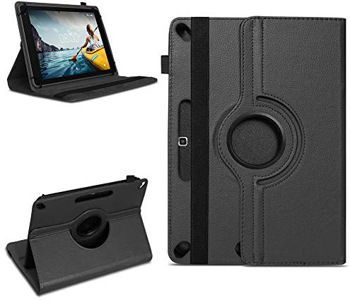 NAmobile Tablet Schutzhülle kompatibel für Medion Lifetab P10710 Tasche Kunstleder Schutz Hülle Standfunktion 360 Drehbar Cover 10 Zoll Universal Case, Farben:Schwarz