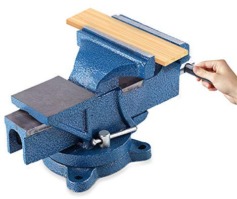 Heavy Duty Schraubstock, 360° drehbar 127mm KlemmbackeGusseisen Tischschraubstock Hochwertige Stahlbacken Sicheres Fixieren von Werkstücken mit Amboss und Rautenförmigen Nuten