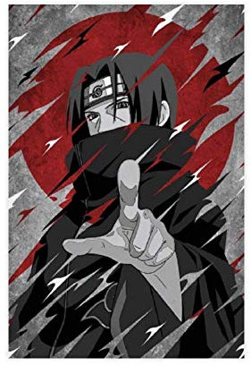 Anime-Poster Itachi Sasuke Katon Mangekyou auf Leinwand, Wandkunst, Kunstdruck, Gemälde für Wohnzimmer, Schlafzimmer, Dekoration, 50 x 75 cm, ohne Rahmen