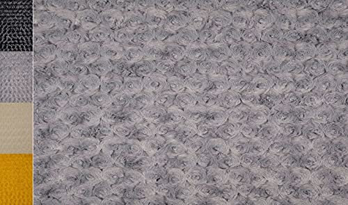 STOFFBOOK GRAU ROSEN FELL KUNSTFELL BLUMEN WIRBEL KUSCHELIG FELLIMITAT STOFF STOFFE, E227 (Grau)