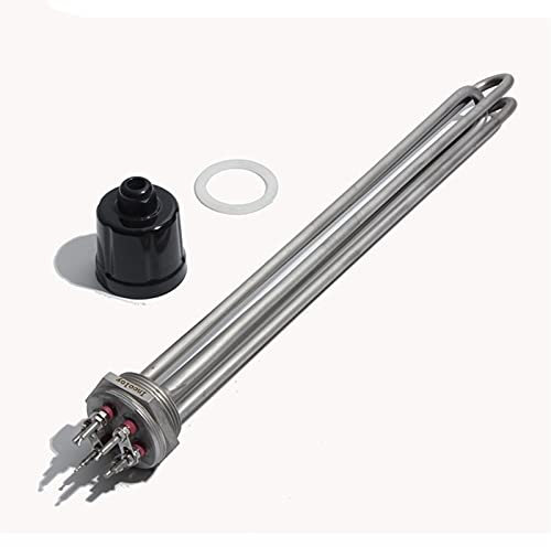 JINGERL DN40 1.5in BSP Water Tank Boiler Heat Electric Heating Pipe Special For Hot Water Engineering Incoloy 800 3KW/4.5KW/6KW/9KW/12KW (Color : 220V, Size : 6KW250mm DN40)