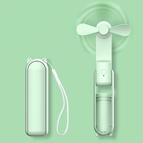 Handventilator, Faltbarer Taschenventilator Mini für Reise, Büro, Pendeln | 125g Ultraleichter, Taschen, 20H Max Akku mit Powerbank, USB Aufladbar, 3 einstellbare Windstufen, Leise, Faltbarer, Grün
