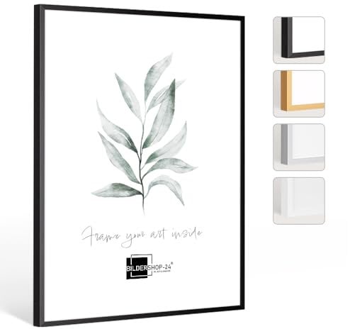 Bildershop-24 Bilderrahmen Milano Aluminium Alubilderrahmen 18 x 24 cm Schwarz (matt) Fotorahmen, Wechselrahmen, Posterrahmen, Puzzlerahmen, Aluminium Bilderrahmen