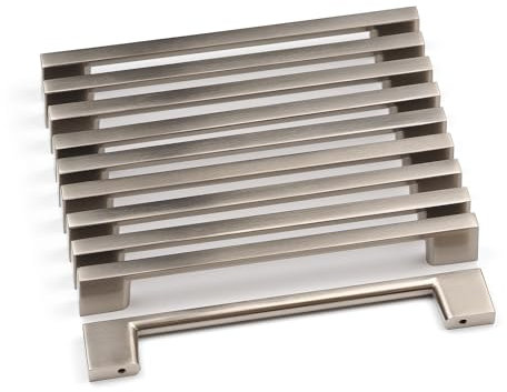 Brushed Nickel Kitchen Cupboard Handle Box of 20 Slim Square D Bar 160mm Centres Silver Door Drawer Cabinet Pull Furniture Replacement Upcycle