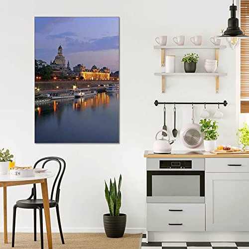 banjado® Glas Bild 80x120cm mit Motiv Dresden als Wandbild für Wohnzimmer/Küche/Büro - Wohnzimmer Bild aus ESG Sicherheitsglas kratzfest mit geschliffenen Kanten - Glasbild groß als Wand Bild
