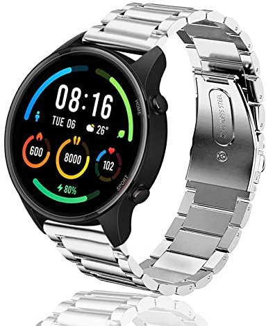 ToVioc 22mm Correa Compatible con Xiaomi Redmi Watch 5 Active/Watch 5 Lite/Watch 2/S3/2 Pro/S2, Correa de Reloj de Metal de Acero Inoxidable para Amazfit Balance/Bip 5/Pop 3S/ Cheetah - Plata