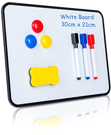 XFZY Whiteboard Magnetwand, A4-Format Magnettafel Magnetwand, doppelseitige Whiteboard Trocken abwischbare,mit 3 White board Stifte, 3 Magnete and 1 Radiergummi,für Büro,Haus und Schule 30x21cm