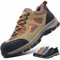 CYKYGGO Arbeitsschuhe Herren Sicherheitsschuhe Damen Leicht Atmungsaktiv rutschfeste Anti Smashing Stahlkappenschuhe Khaki 45