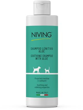 Niving Shampoo lenitivo con aloe | Per cani e gatti | Proprietà lenitive e calmanti | Pulizia profonda | Adatto per tutti i tipi di pelo | Formulazione delicata | 250 ml